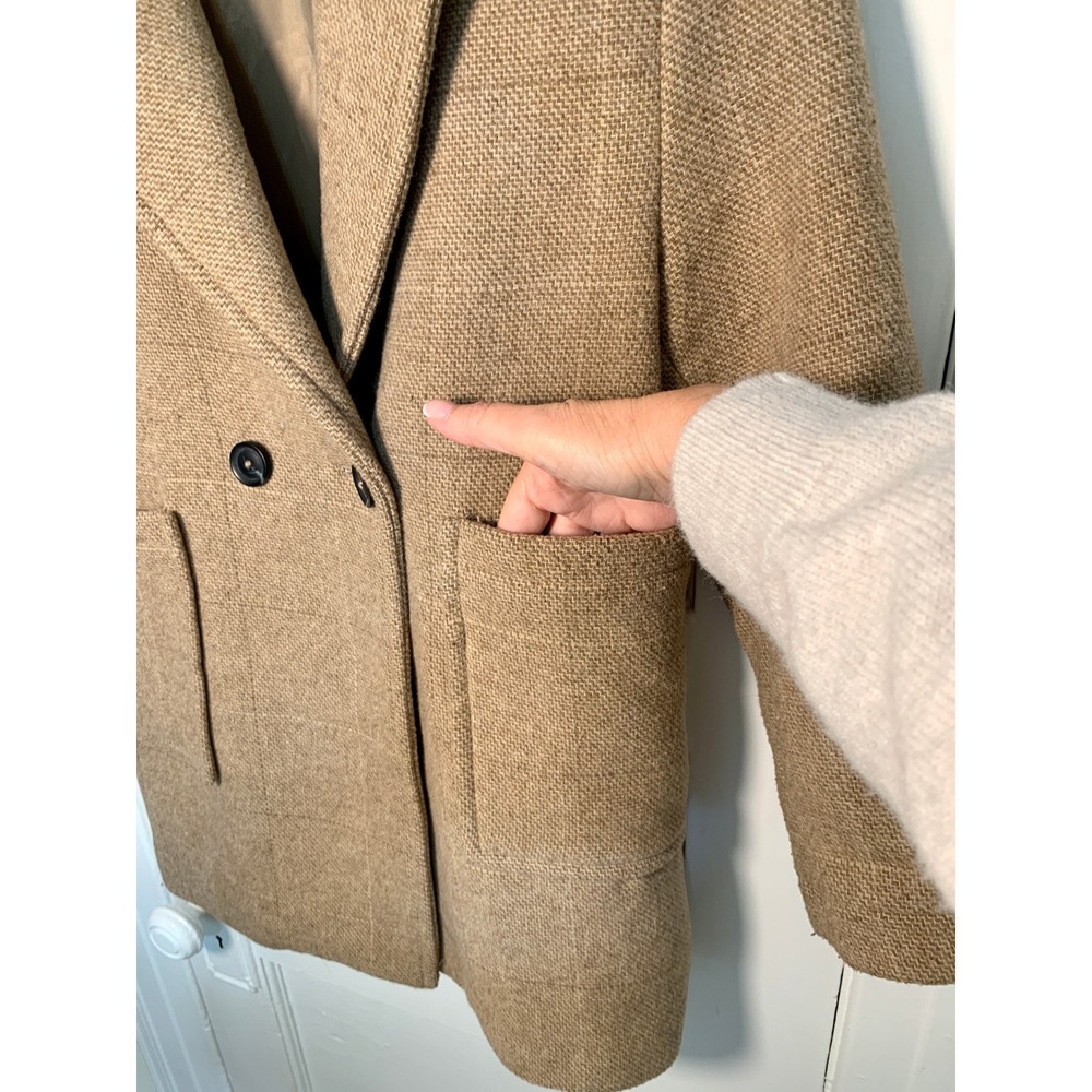 Zara Girls Double Breasted Brown Tweed Wool Blend Peacoat Gossip Girl / 11-12 - Picture 14 of 16